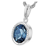 14 Karat White Gold Pendant with 1.90 Carat Oval Cut London Blue Topaz